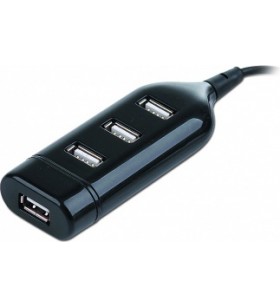 HUB USB 2.0 extern GEMBIRD, 4*USB, black ''UHB-CT02'' (include timbru verde 0.5 lei)