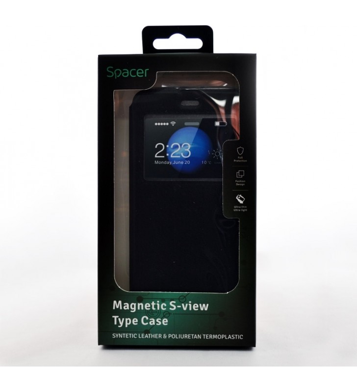 Protectie tip Book Spacer Magnetic S-View pentru Samsung Galaxy J5 (2017), Black