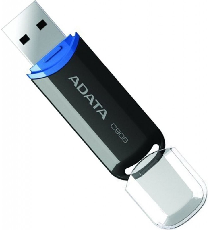 USB 2.0 ADATA  16GB, clasic, cu capac, Black "AC906-16G-RBK"/45008307 (include timbru verde 0.01 lei)