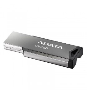USB 2.0 ADATA  32GB, carcasa metalica, gaura snur, Silver "AUV250-32G-RBK"(include timbru verde 0.01 lei)