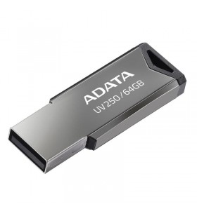 USB 2.0 ADATA  64GB, carcasa metalica, gaura snur, Silver "AUV250-64G-RBK"(include timbru verde 0.01 lei)