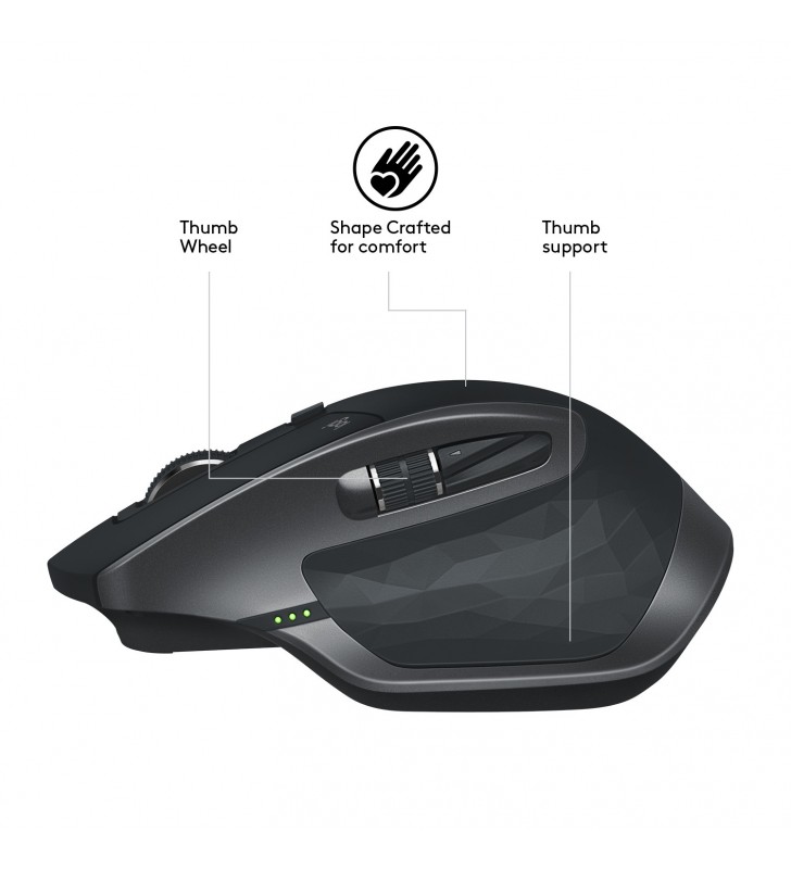 Logitech MX Master 2S mouse-uri RF Wireless + Bluetooth Cu laser 1000 DPI Mâna dreaptă