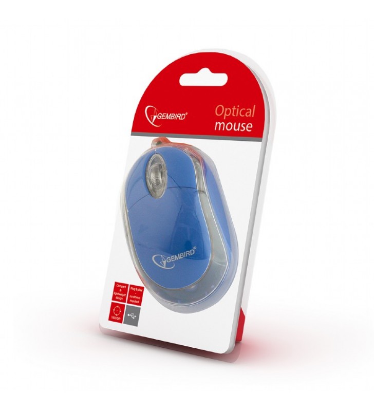 Optical mouse, USB, blue/transparent "MUS-U-01-BT"