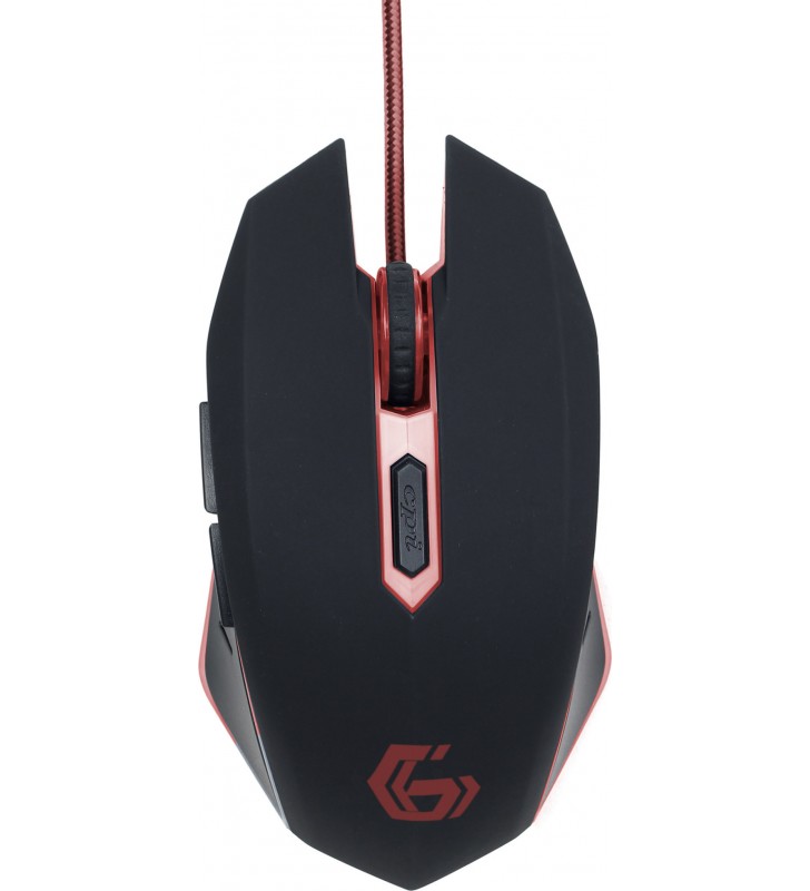 MOUSE GEMBIRD gaming USB optic, 2400dpi, 6 butoane, 1 rotita scroll, black &amp red, "MUSG-001-R" (include timbru verde 0.1 le