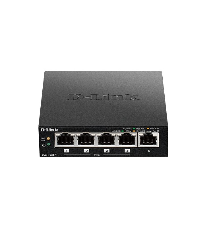 D-Link DGS-1005P switch-uri Fara management L2 Gigabit Ethernet (10/100/1000) Negru Power over Ethernet (PoE) Suport