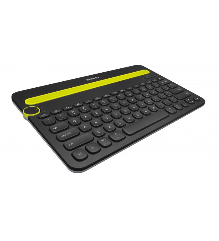 Logitech K480 tastatură pentru terminale mobile QWERTY US International Negru, Galben Bluetooth