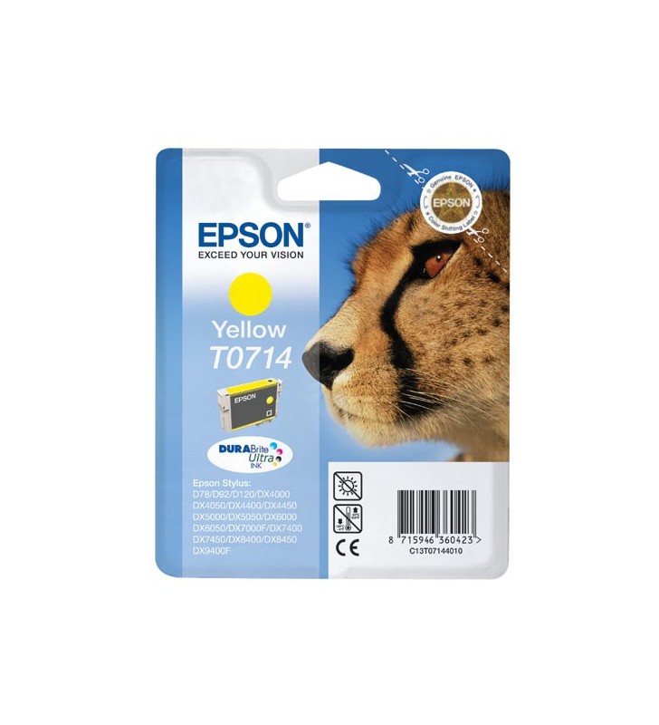 Epson Cheetah Singlepack Yellow T0714 DURABrite Ultra Ink