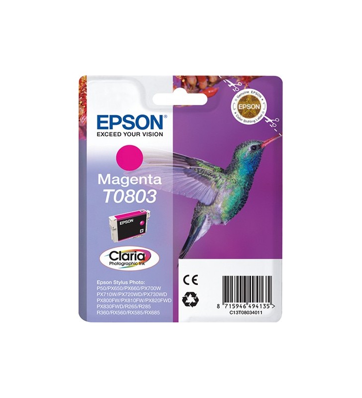 Epson Hummingbird Singlepack Magenta T0803 Claria Photographic Ink