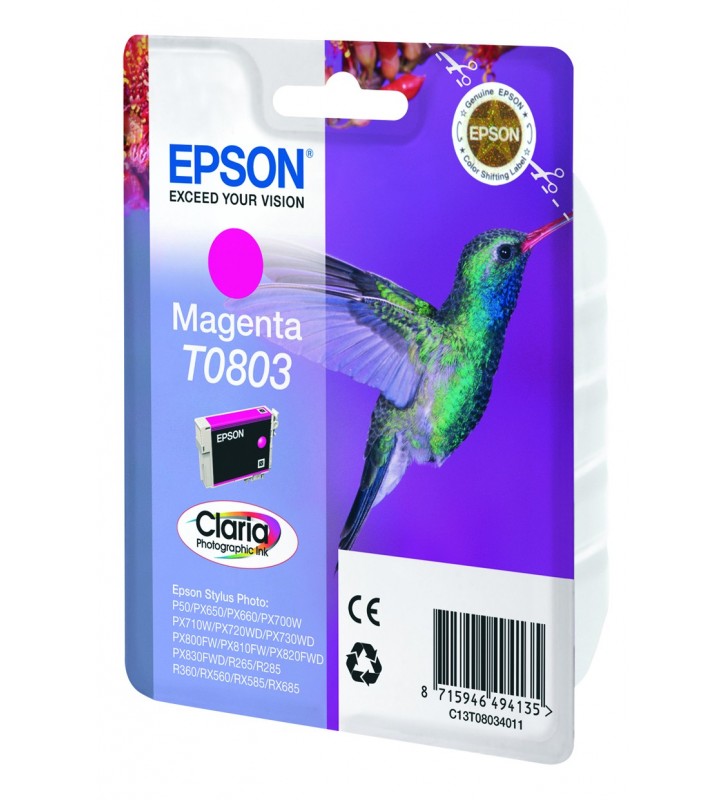 Epson Hummingbird Singlepack Magenta T0803 Claria Photographic Ink