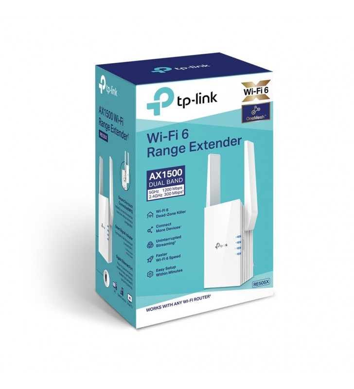 TP-LINK RE505X repetoare de rețea Transmițător & receptor rețea 10,100,1000 Mbit/s Alb