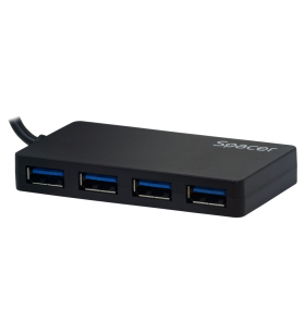 HUB extern SPACER, porturi USB: USB 3.0 x 4, conectare prin USB 3.0, negru, "SPH-4USB30-01" (include timbru verde 0.5 lei)