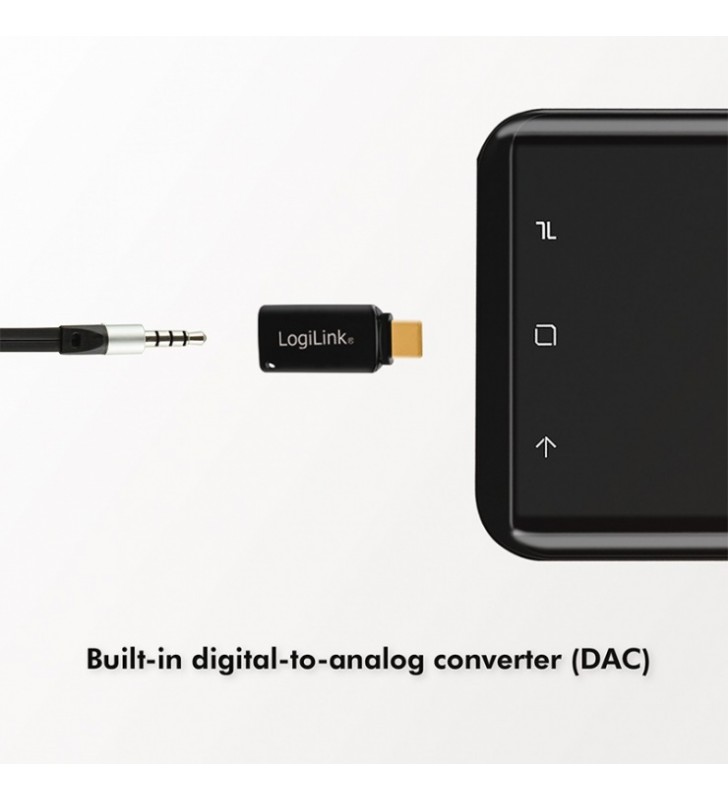 ADAPTOR audio LOGILINK USB-C la 3.5 mm jack (M), black, "UA0356"
