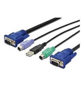 DIGITUS KVM Cable Set,VGA,PS/2-Mouse,PS/2-Keyboard, USB black, 3,0 m