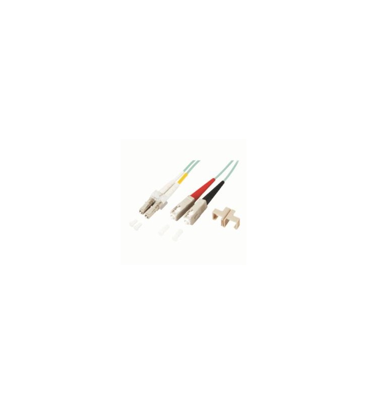 M-Cab 7003308 fibre optic cable 2 m OM3 LC SC Turquoise,Multicolour