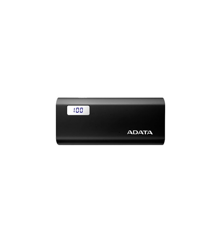 POWER BANK ADATA 12500mAh, 2 x USB, digital display pt. status baterie, P12500D 12.500 mAh, 2.1A out, black, "AP12500D-DGT-5V-C