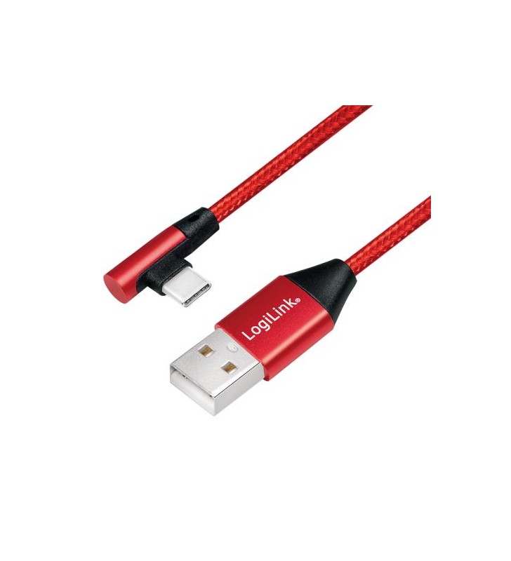 LOGILINK CU0146 LOGILINK - USB 2.0 Cable USB-A male to USB-C (90 angled) male, red, 1m