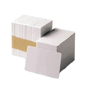 Zebra white PVC cards, 30 mil high coercivity magnetic stripe (500 cards)