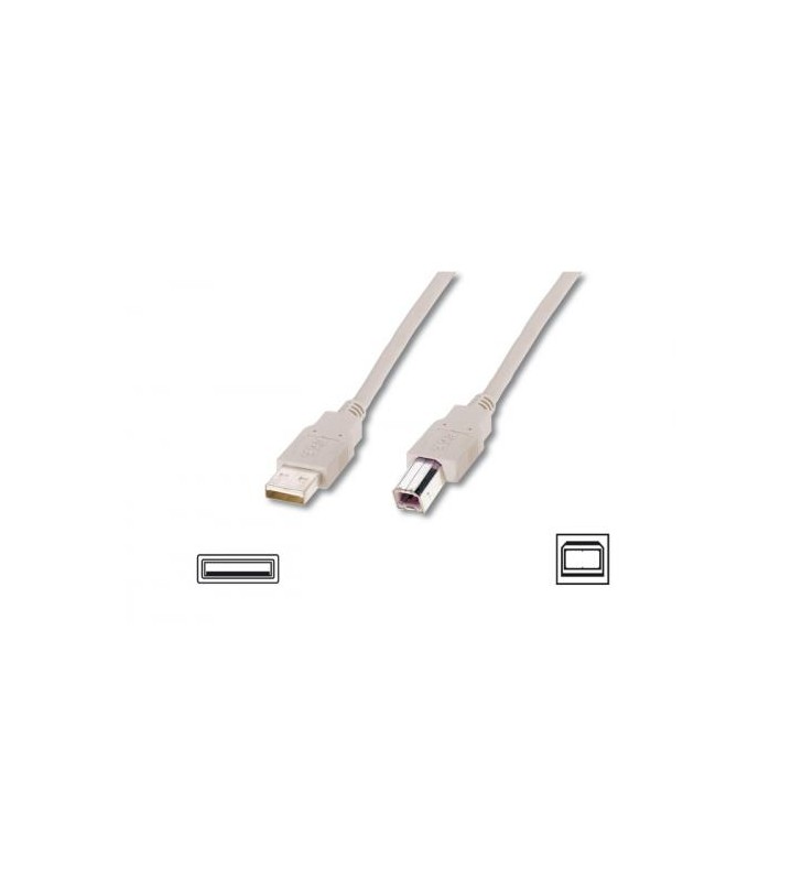 Cablu USB Digitus Mufă USB 2.0 USB-A, mufă USB-B 3,00 m Bej