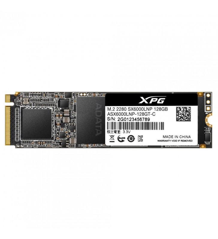 SSD ADATA M.2 PCIe 128GB, Gen3 x4, XPG  SX6000 Lite 3D TLC NAND, R/W up to 1800/600MB "ASX6000LNP-128GT-C"