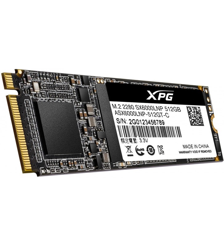SSD ADATA M.2 PCIe 512GB, Gen3 x4, XPG  SX6000 Lite 3D TLC NAND, R/W up to 1800/1200MB "ASX6000LNP-512GT-C"