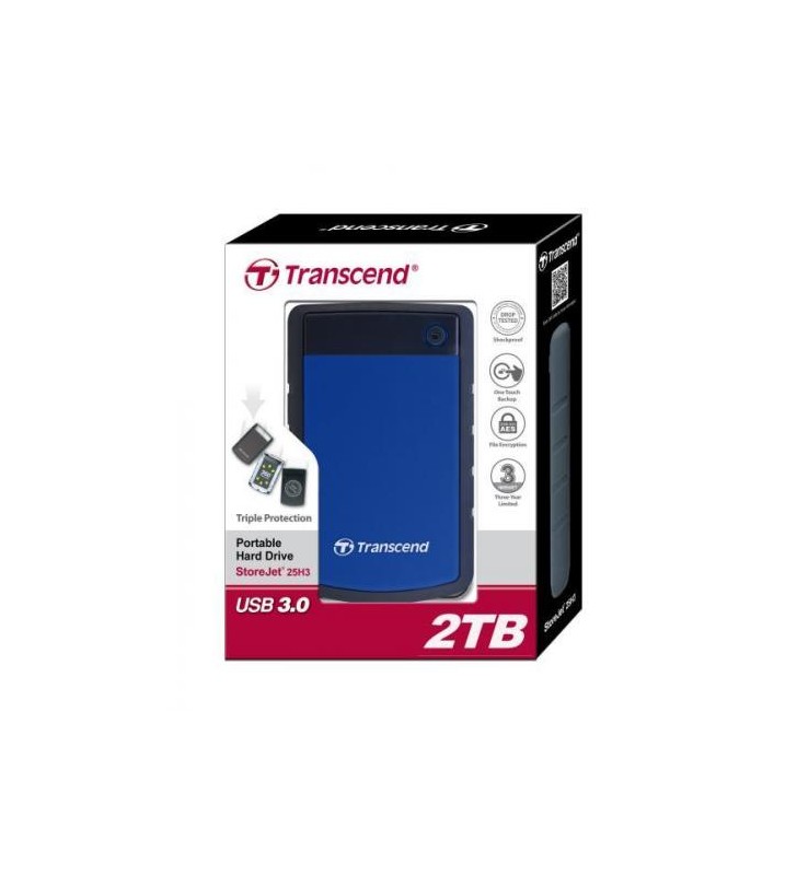 Hard Disk Portabil Transcend 25H3B 2TB, blue, 2.5inch