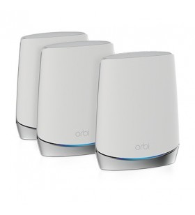 Netgear Orbi WiFi 6 router wireless Tri-band (2.4 GHz / 5 GHz / 5 GHz) Gigabit Ethernet Din oţel inoxidabil, Alb