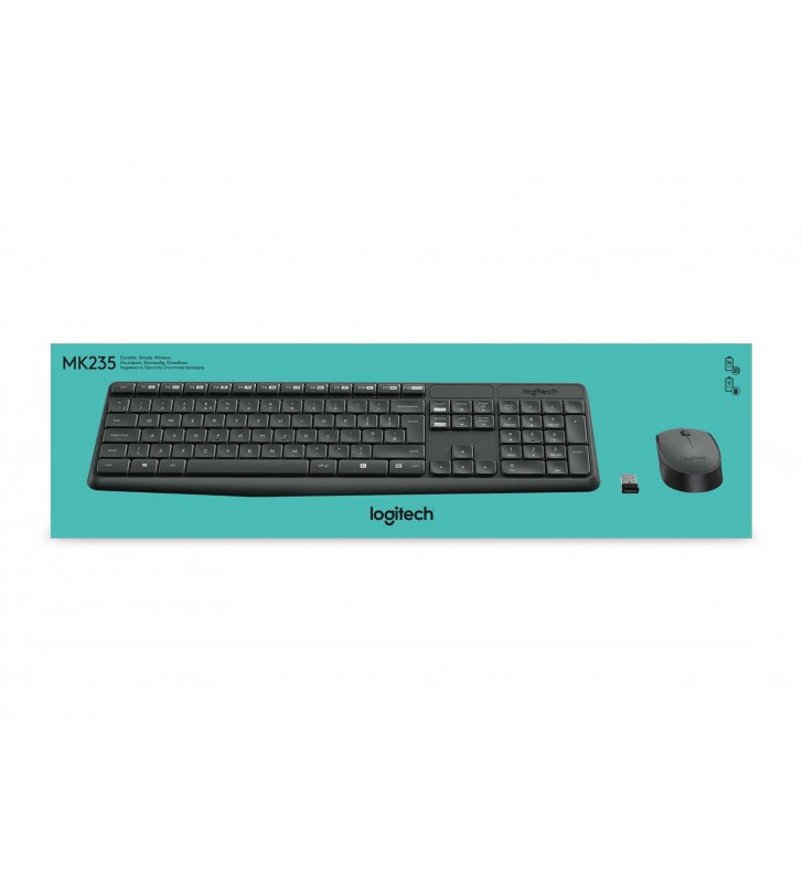 Logitech MK235 tastaturi RF fără fir QWERTZ Germană Gri
