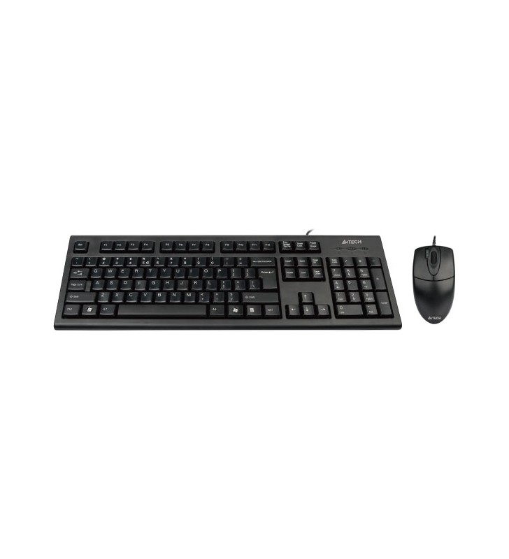 KIT wired A4Tech USB, tastatura "KR-85" (104 taste, concave) + mouse "OP-620D" (4 butoane, scroll 4  directii), black, "KR-