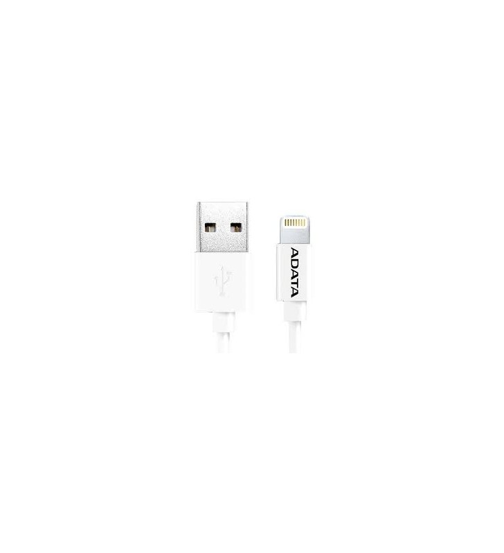 CABLU USB2.0 la Apple Lightning ADATA, certificat MFi, 1m, 2.4A, White "AMFIPL-1M-CWH"
