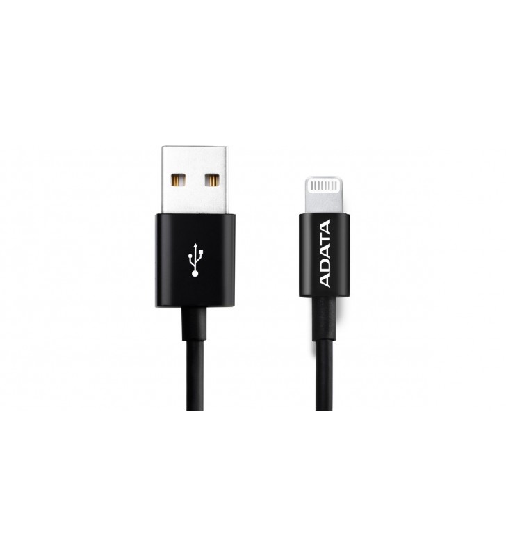 CABLU USB2.0 la Apple Lightning ADATA, certificat MFi, 1m, 2.4A, Black "AMFIPL-1M-CBK"
