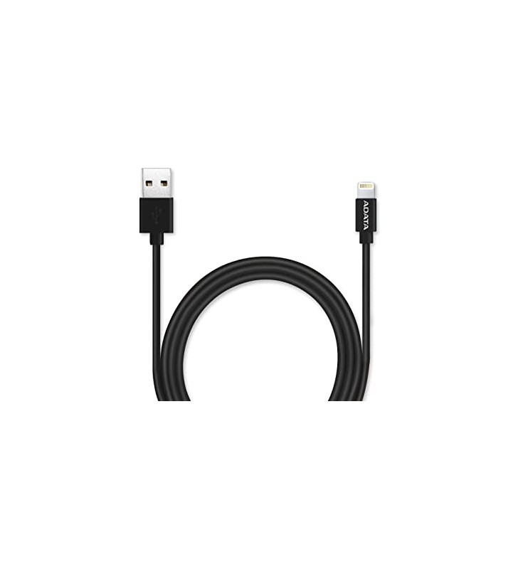 CABLU USB2.0 la Apple Lightning ADATA, certificat MFi, 1m, 2.4A, Black "AMFIPL-1M-CBK"