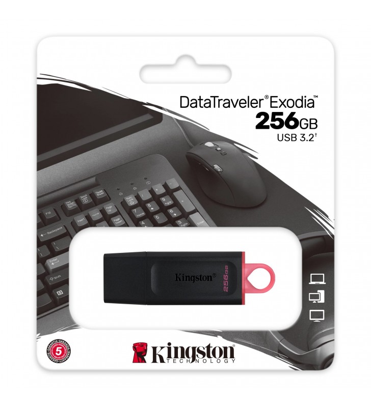 Kingston Technology DataTraveler Exodia memorii flash USB 256 Giga Bites USB Tip-A 3.2 Gen 1 (3.1 Gen 1) Negru