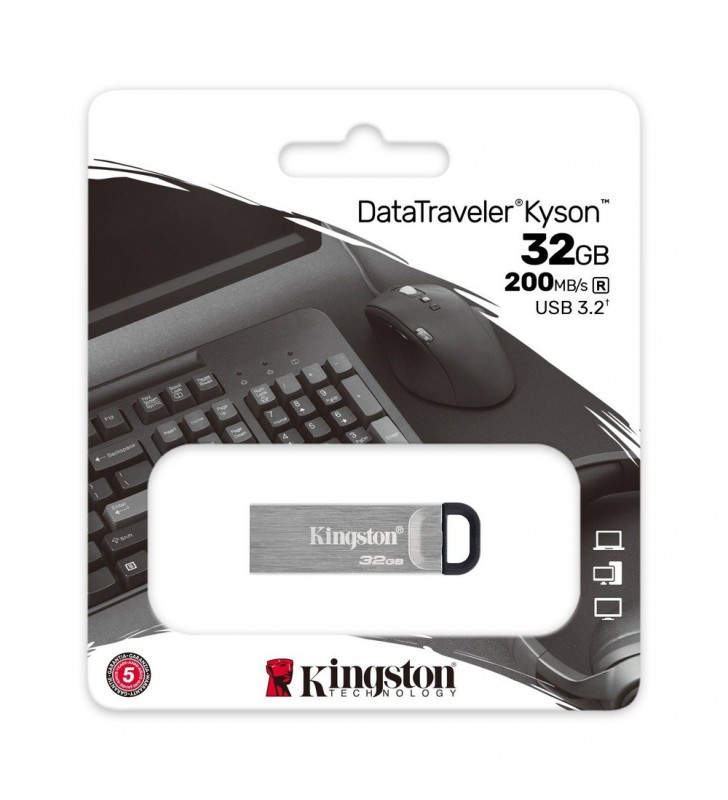 Kingston Technology DataTraveler Kyson memorii flash USB 32 Giga Bites USB Tip-A 3.2 Gen 1 (3.1 Gen 1) Argint