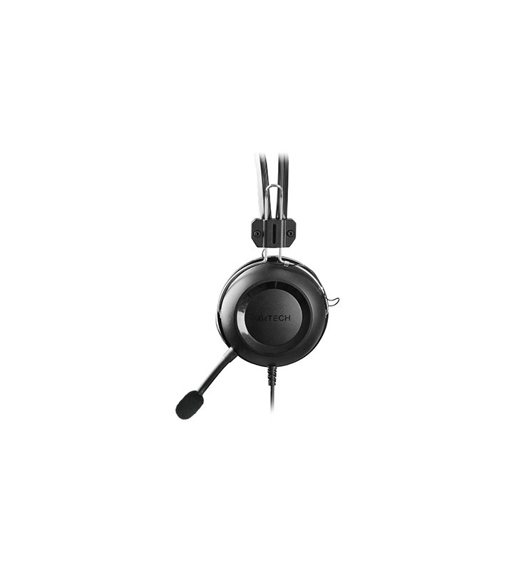 CASTI A4TECH cu microfon, lungime fir 2m, control volum pe casca, conector USB, Black "HU-35" (include timbru verde 0.5 lei)