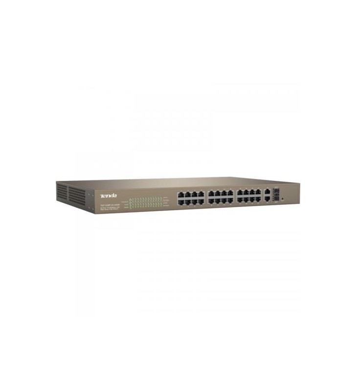 24-Port 10/100M PoE + 2-Port Gigabit TP/2SFP Combo Web Smart Switch max. 370W, rack-mountable