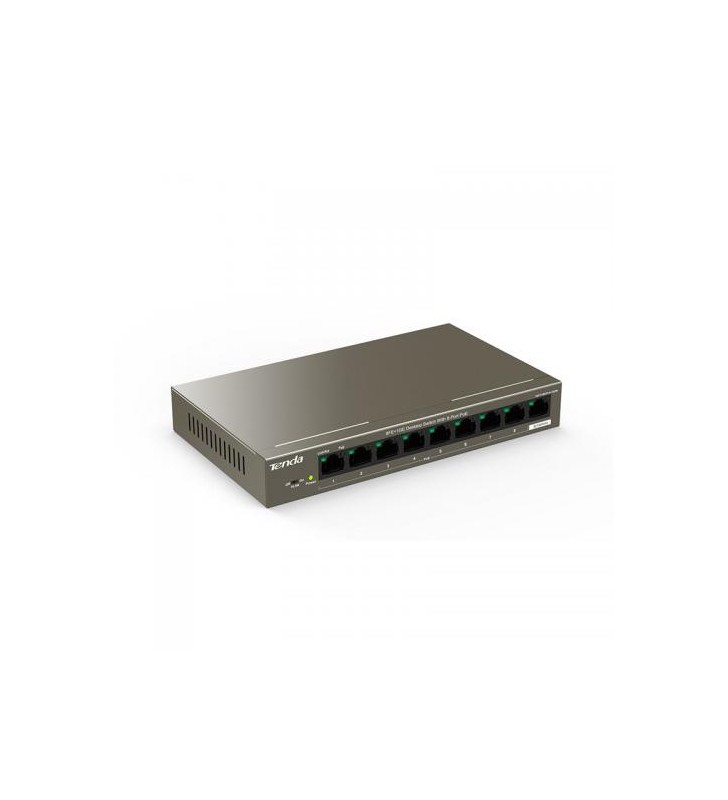 8-Port 10/100Mbps PoE Switch + 1-Port Gigabit, max. 92W, Steel case, Desktop mounting