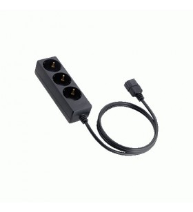 Cablu adaptor iesire UPS IEC 320 C14 (tata) -  3 prize Schuko (mama), 1.7m, Socomec