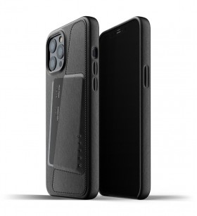 Husa de protectie Mujjo tip portofel pentru iPhone 12 Pro Max, Piele, Negru
