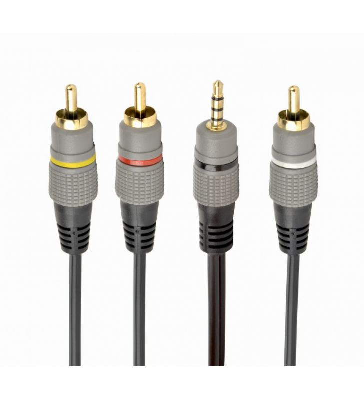 GEMBIRD CCAP-4P3R-1.5M Gembird audio cable JACK 3,5mm (4-pin) M / 3x RCA (CINCH) M, 1.5M, black