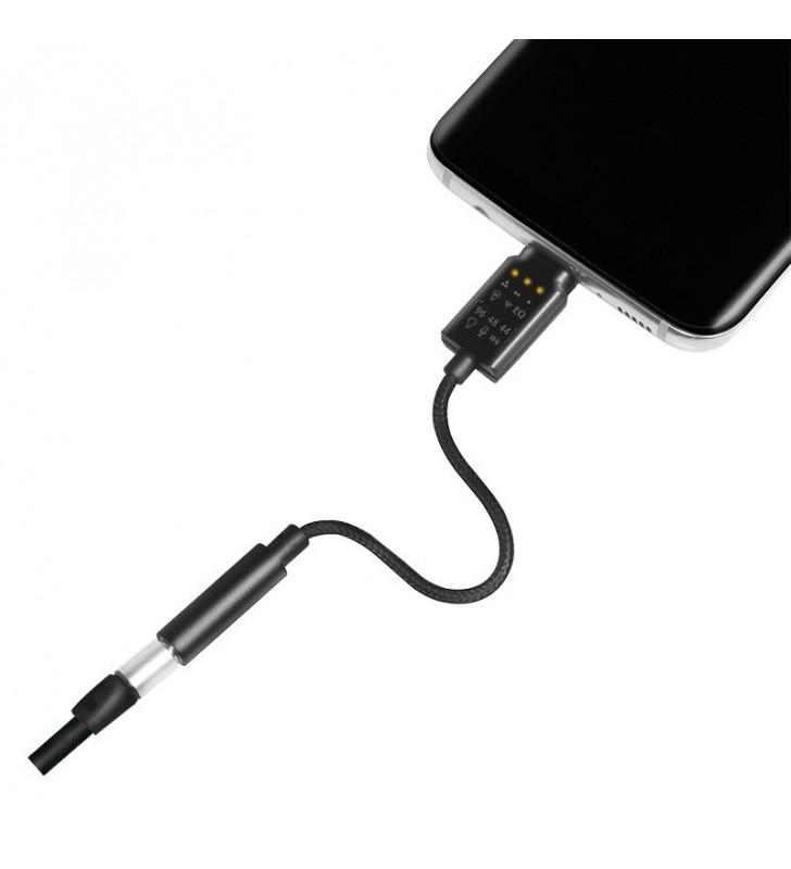 CONVERTOR audio LOGILINK, intrare: 1 x USB-C (T), iesire: 1 x 3.5" jack (M),  24-bit, 96KHz, egalizator, built-in microfon, cabl