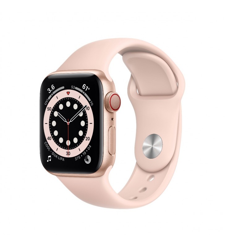 Apple Watch S6 GPS + Cellular, 40mm Gold Aluminium Case with Pink Sand Sport Band - Regular
