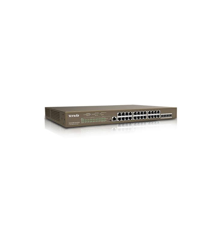 24-Port Gigabit PoE + 4 SFP Managed Switch Layer-3 max. 370W, 1 port consola, 1U 19in RM steel case