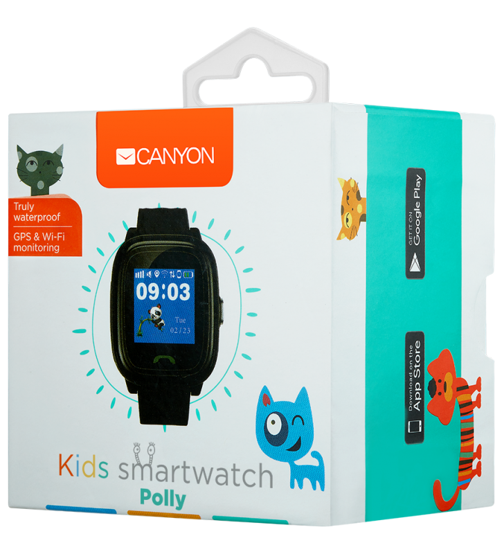 Kids smartwatch, 1.22 inch colorful screen,  SOS button, single SIM,32+32MB, GSM(850/900/1800/1900MHz), IP68 waterproof, Wifi, GPS, 420mAh, compatibility with iOS and android, Black, host: 46*40*15MM, strap: 180*20mm, 46g
