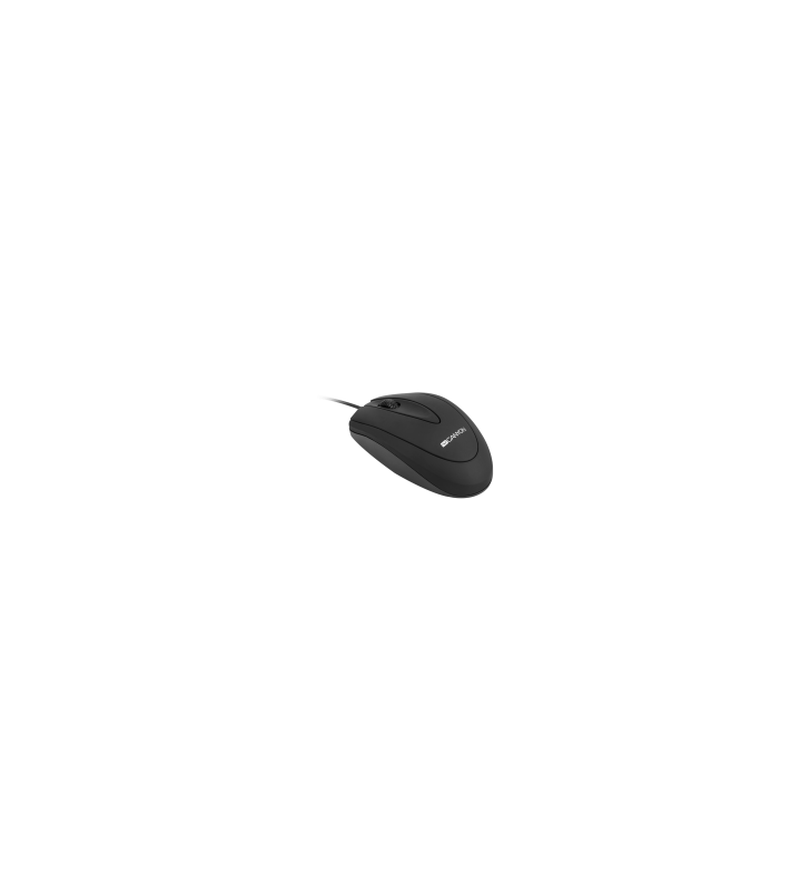 CANYON wired optical Mouse with 3 buttons, DPI 1000, Black, cable length 1.15m, 100*51*29mm, 0.07kg