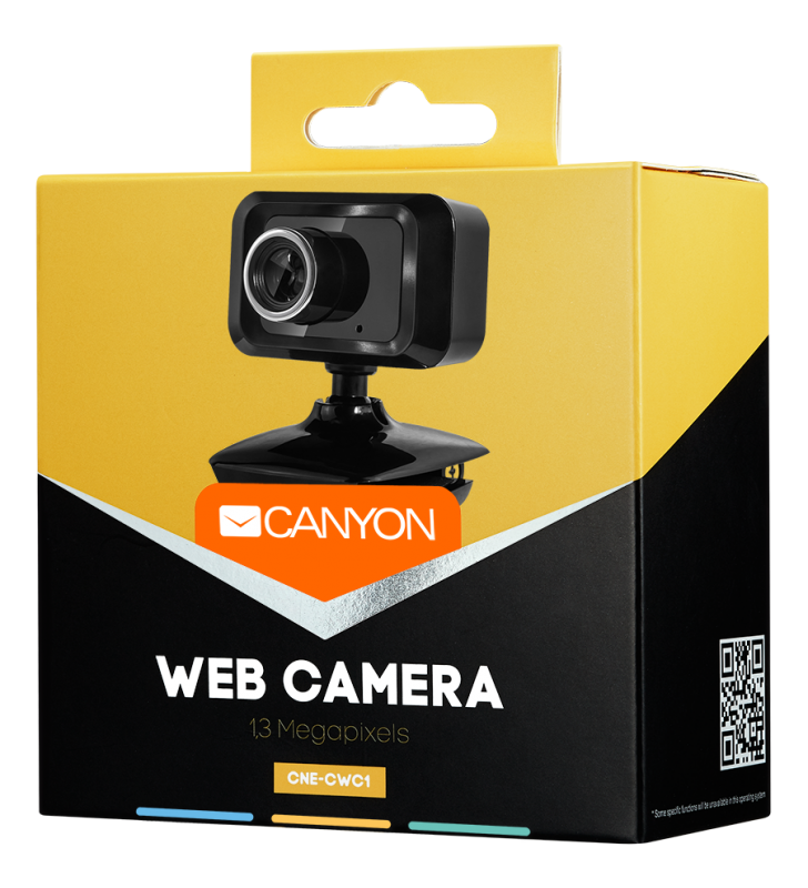 CANYON Enhanced 1.3 Megapixels resolution webcam with USB2.0 connector, viewing angle 40°, cable length 1.25m, Black, 49.9x46.5x55.4mm, 0.065kg