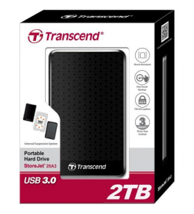 Hard Disk Portabil Transcend StoreJet 25A3 2TB, black, 2.5inch