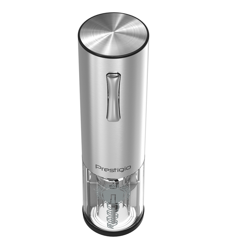 Nemi, smart wine opener, aerator, vacuum stopper preserver, foil cutter, 500mAh battery, Dimensions D 48.2mm* H 183mm, silver