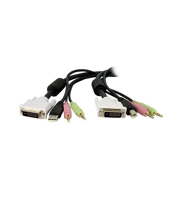 StarTech.com 4-in-1 USB Dual Link DVI-D KVM cabluri KVM 4,57 m Negru