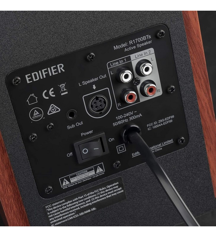BOXE EDIFIER 2.0, RMS:  66W (2 x 15W, 2 x 18W), bluetooth telecomanda wireless, volum, bass, treble,  dual RCA, sub-out, brown, "R1700BTS-BR"(include timbru verde 5 leu)
