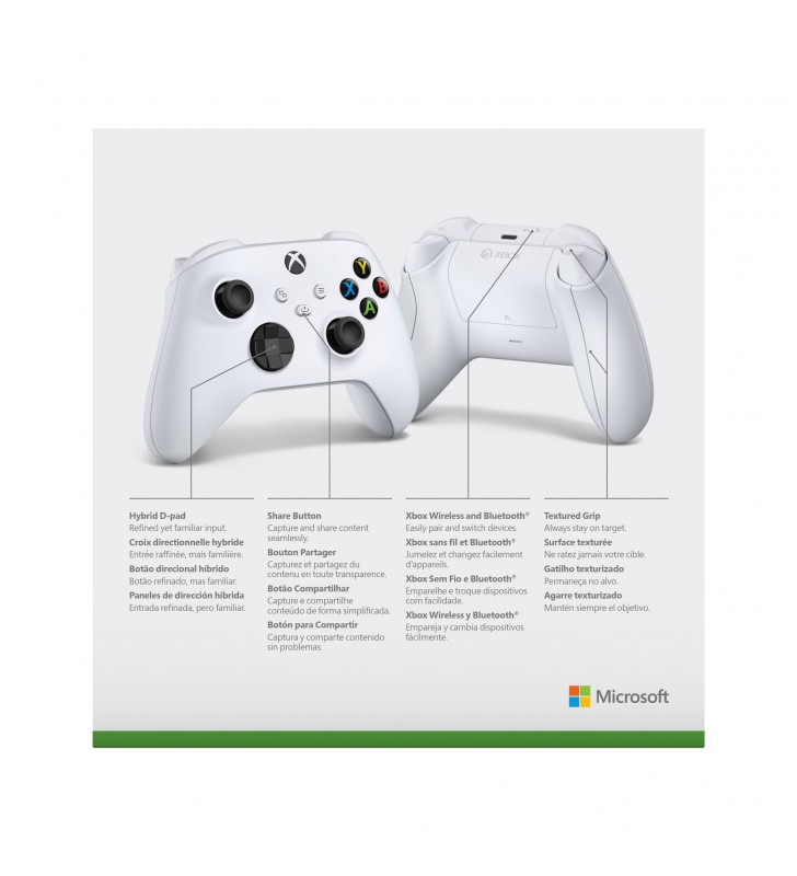 Microsoft Xbox Wireless Controller White Alb Bluetooth/USB Gamepad Analog/ Digital Xbox Series S, Xbox Series X, Xbox One, Xbox
